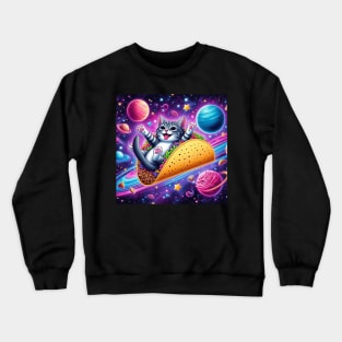 galaxy cat flying tacos Crewneck Sweatshirt